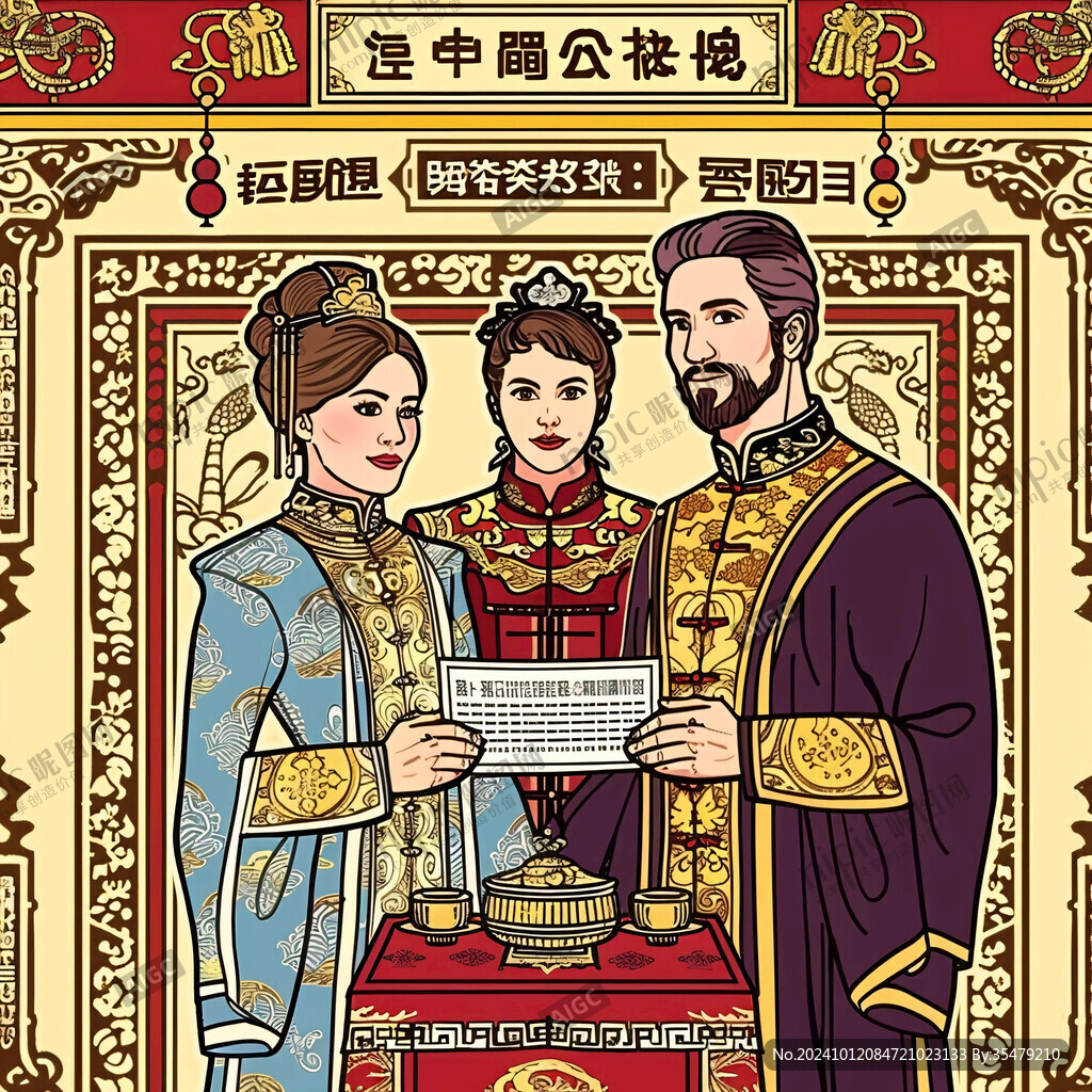 皇帝皇后插画