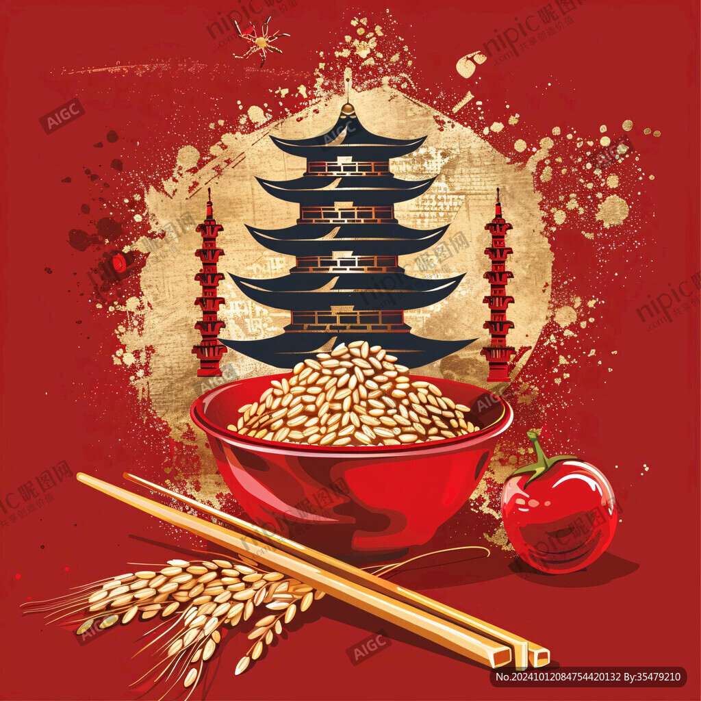 红色美食插画