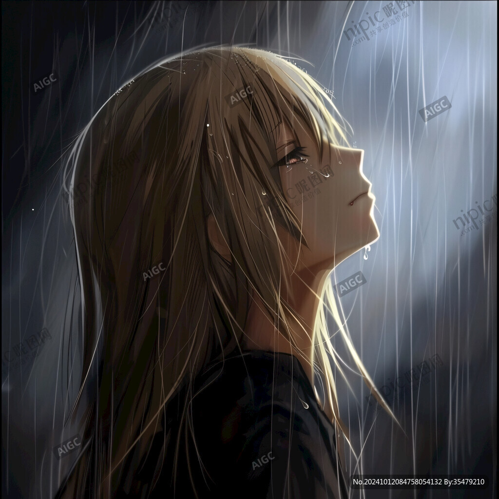 雨中即景天真女孩