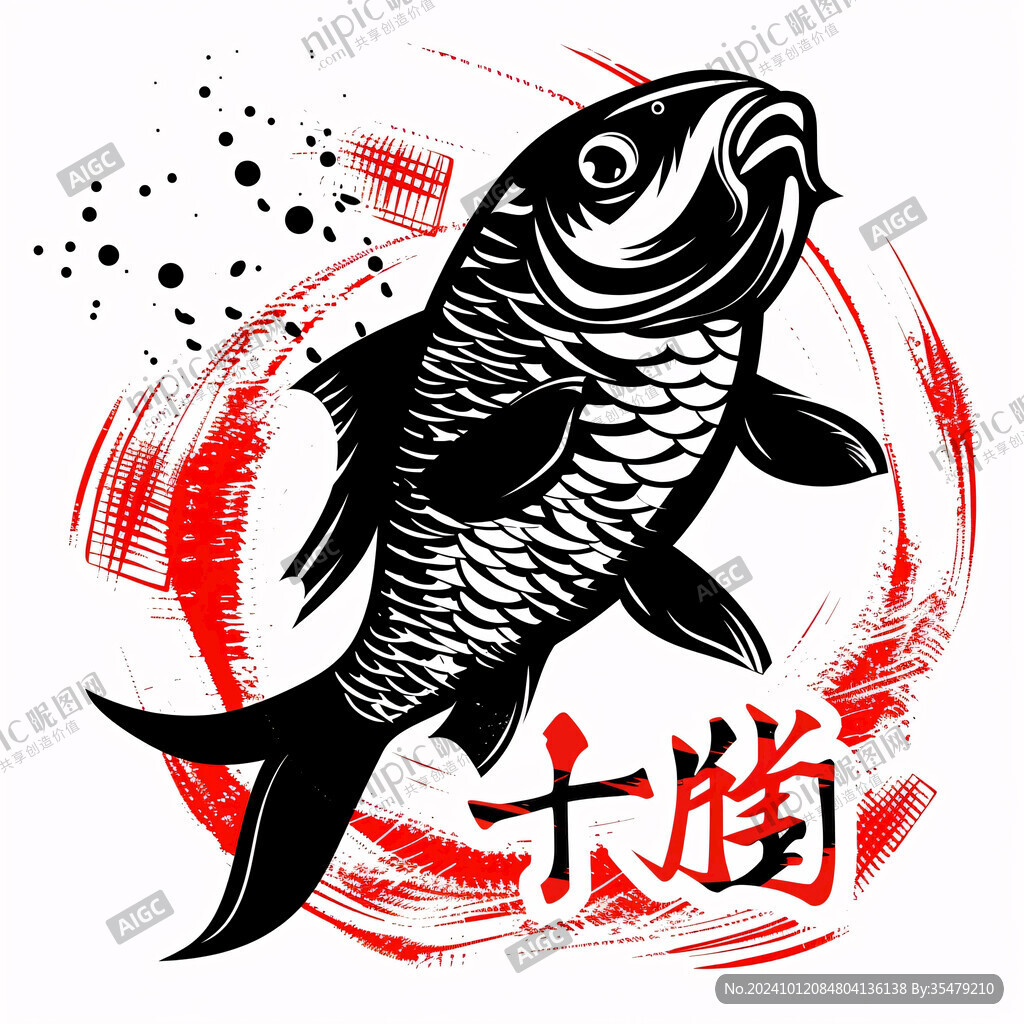 鲤鱼手绘logo