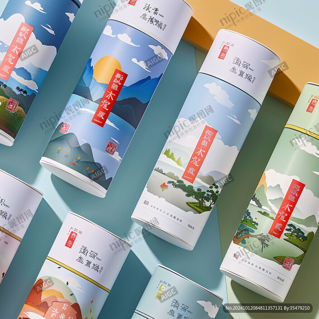 茶包装国潮山水