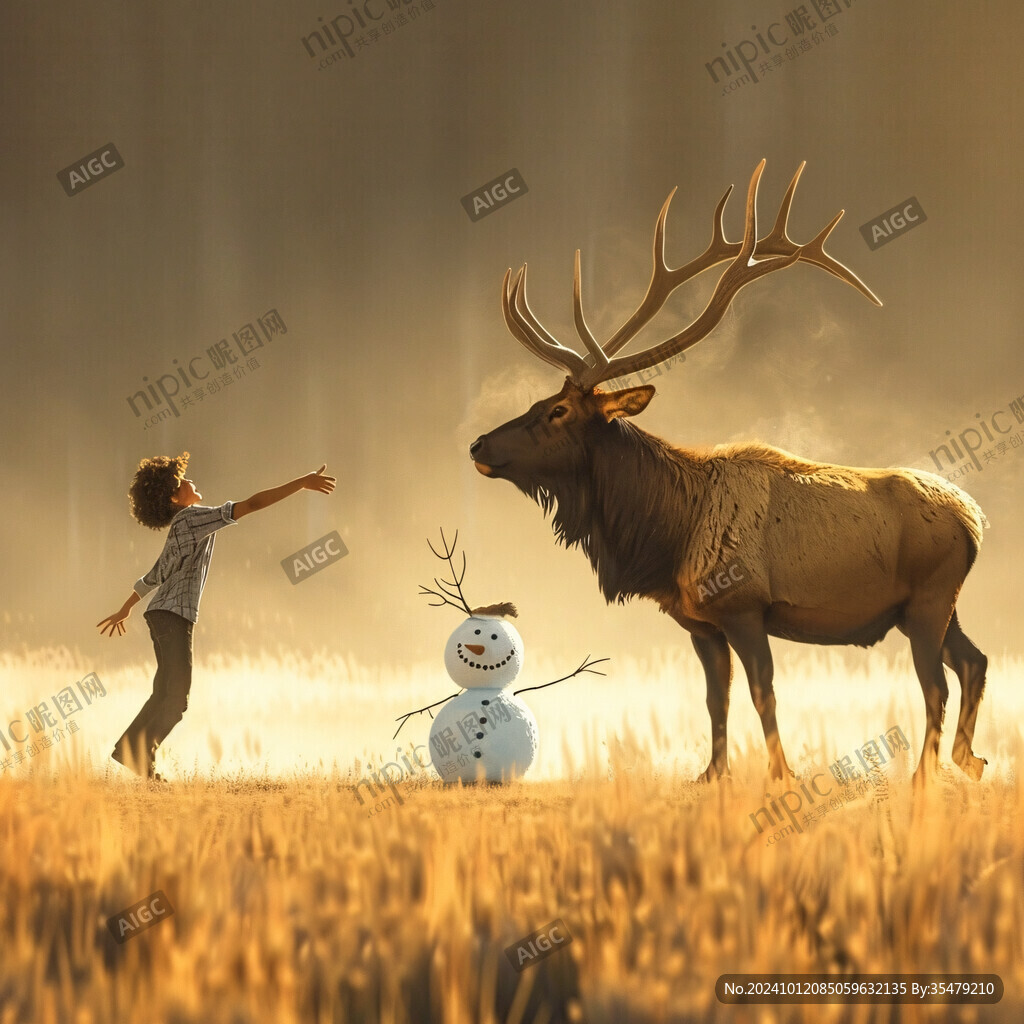 小鹿与雪人