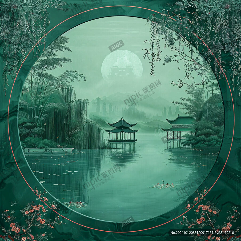 水榭树木壁画