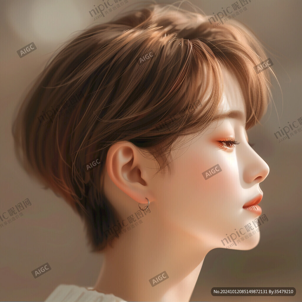 人物插画短发女生