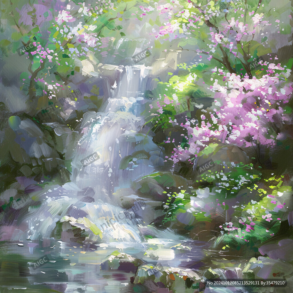 瀑布插画