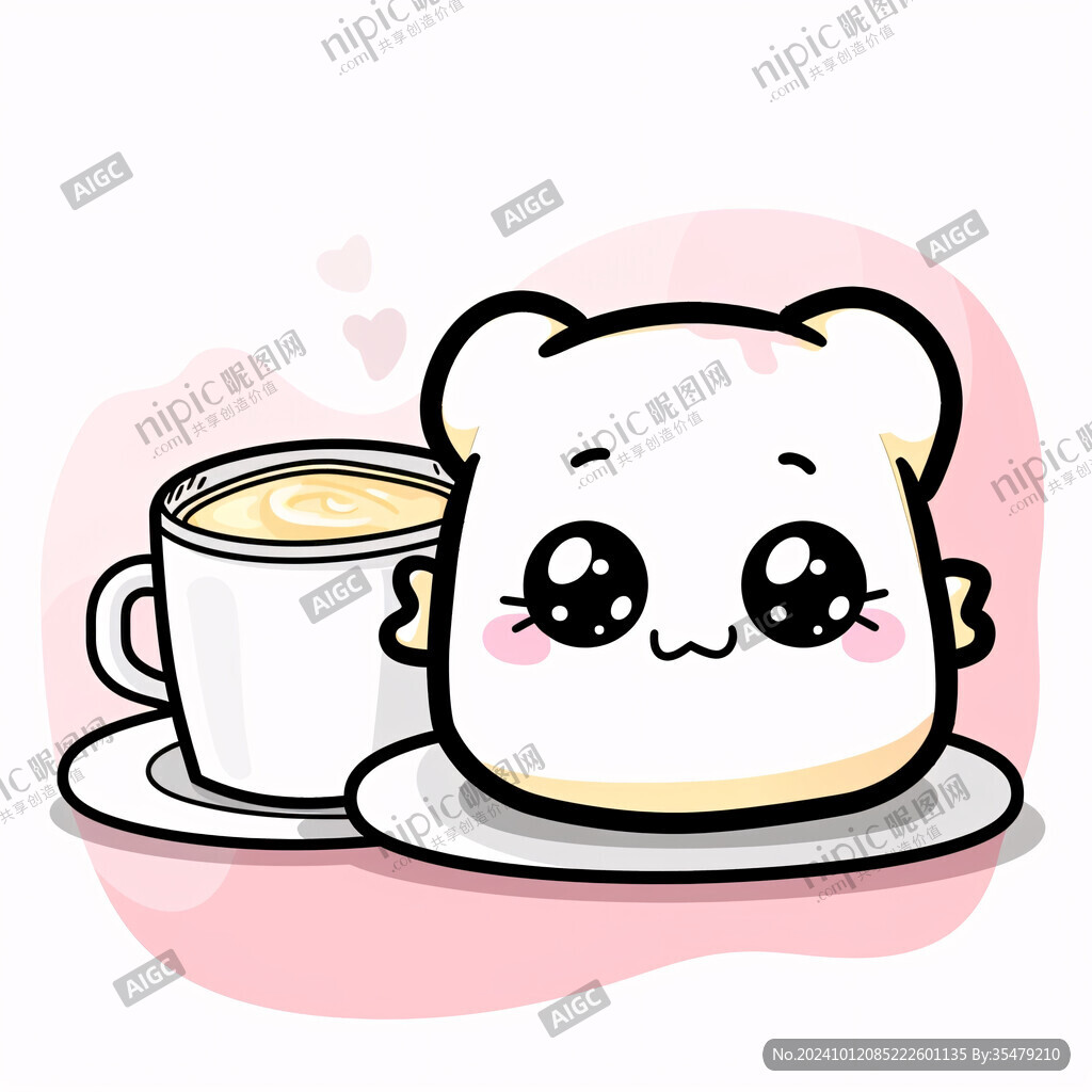 喝奶茶的猫咪插画
