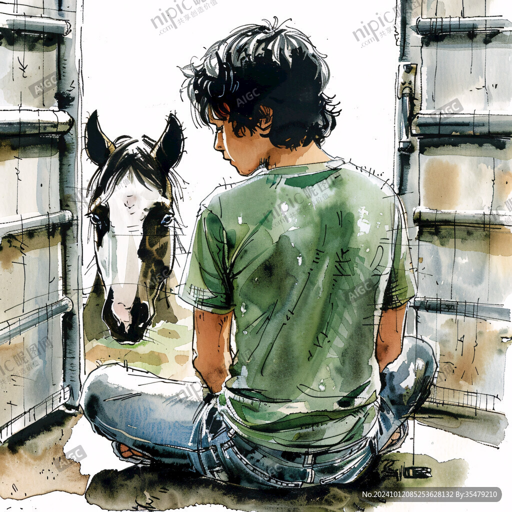 人与动物插画