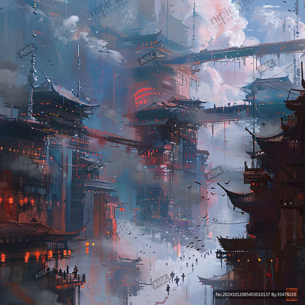 场景赛博插画