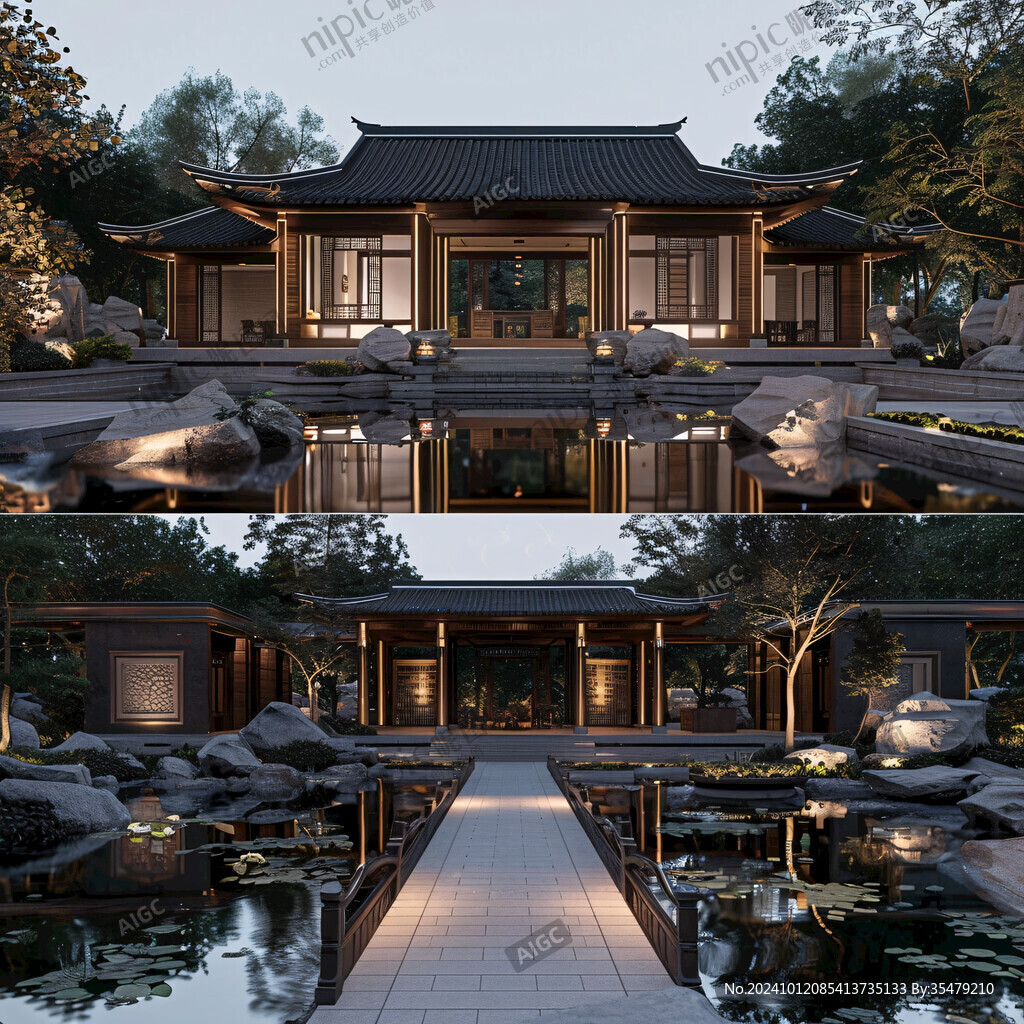 新中式景观亭台楼榭