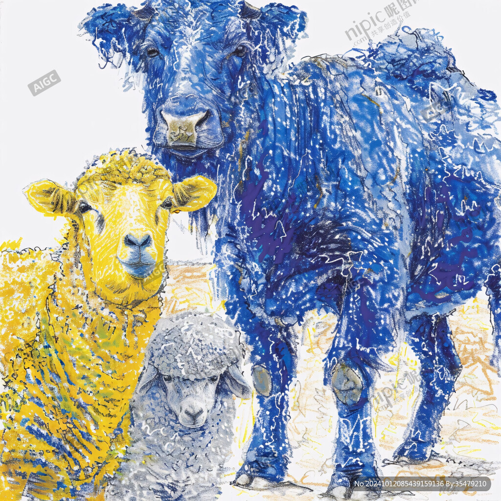 手绘梦幻羊风格装饰画