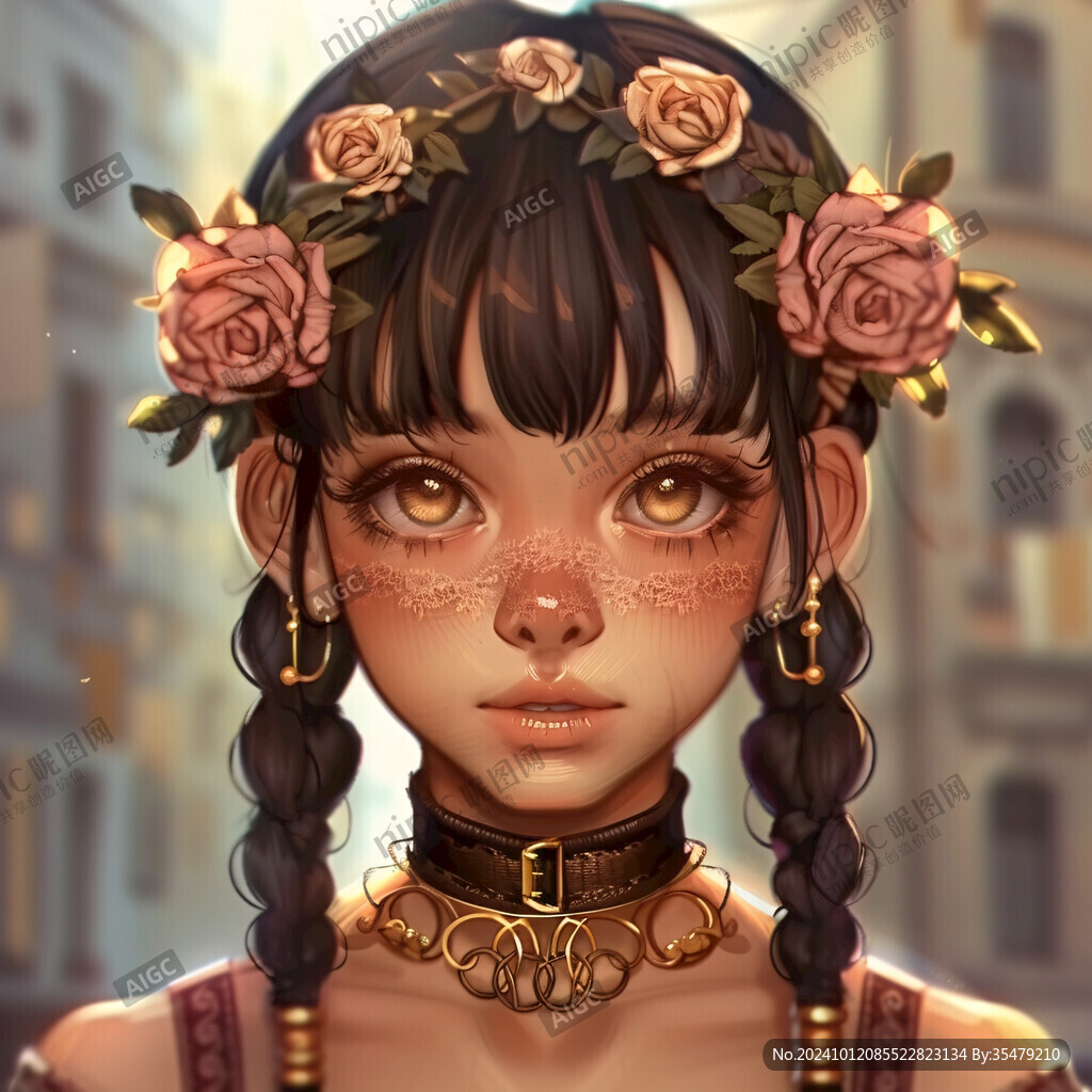AI创作图高精女孩原画稿 cg插画 厚涂少女 欧风少女卡通少女 民族女孩插画 厚涂插画 插画头像长辫子女孩 国外插画 少女头像插画 儿插少女 ...
