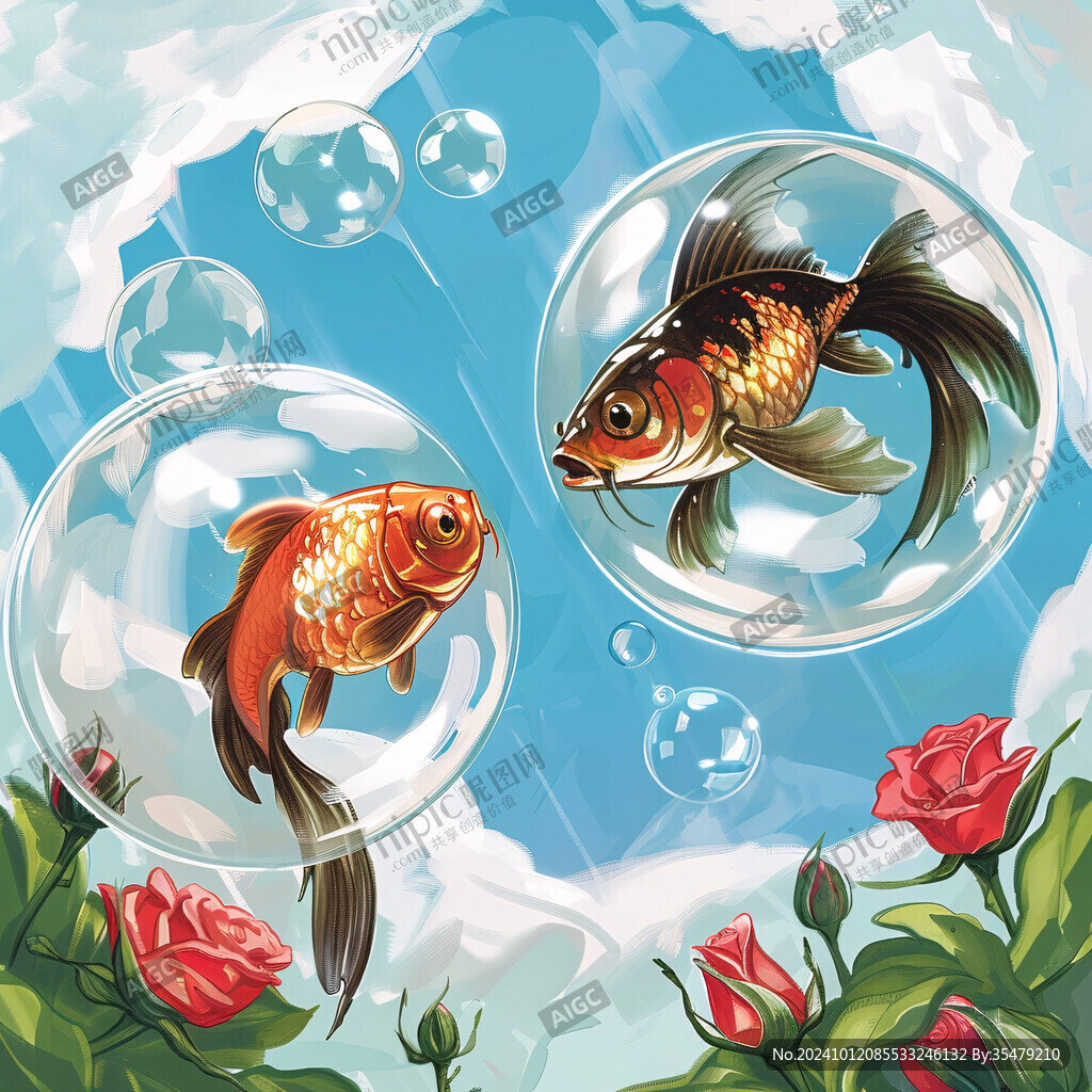 创意金鱼潮流插画