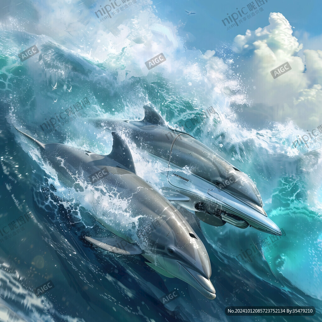 海豚立体画