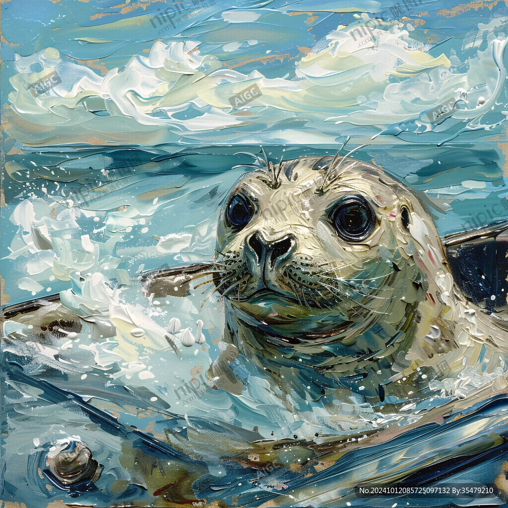 手绘海豹插画