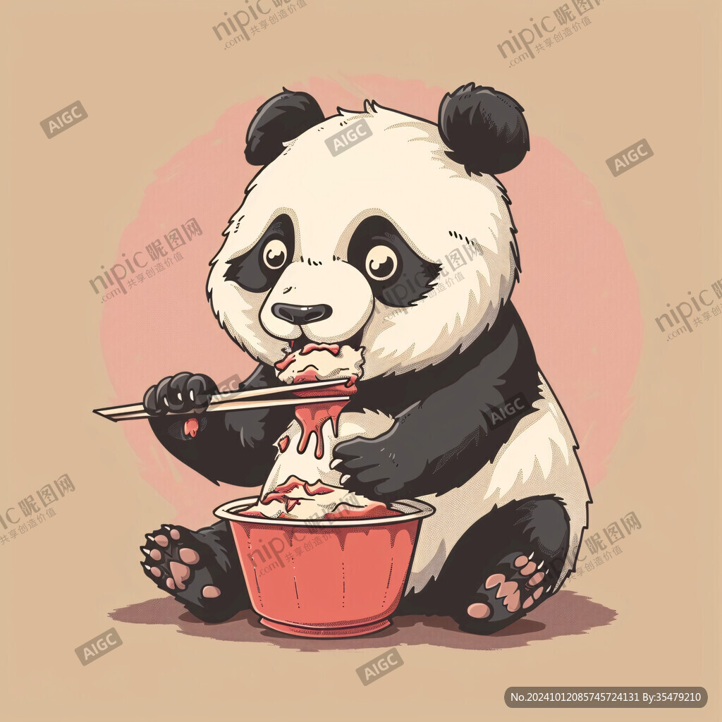 大熊猫美食插画