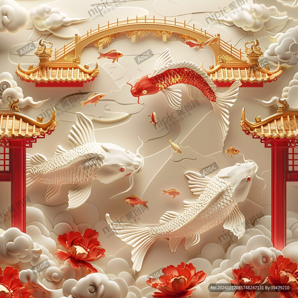 鲤鱼浮雕图
