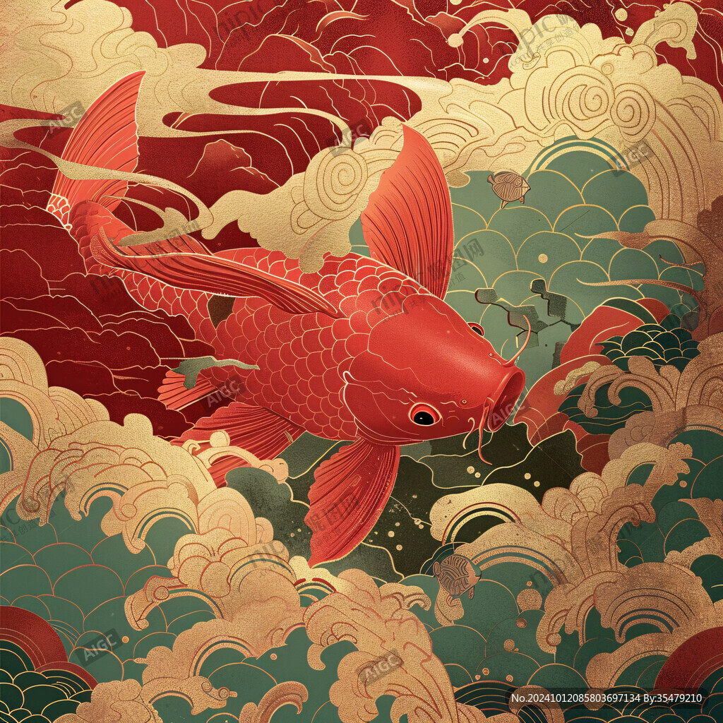 鲤鱼国潮插画