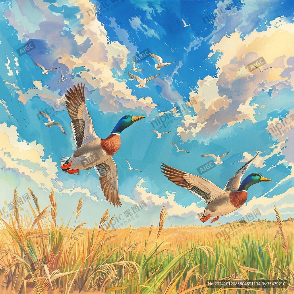 田间鸭插画