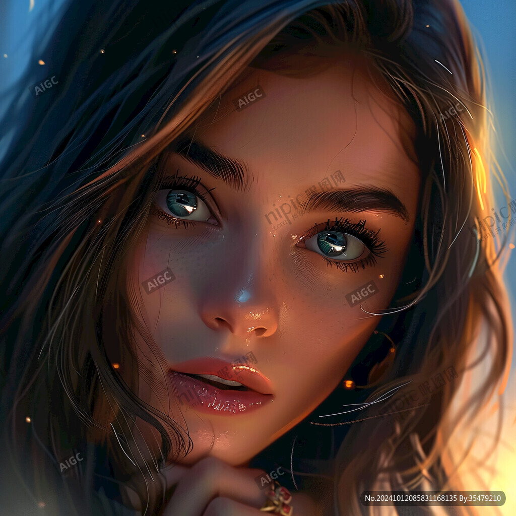 数字美女插画