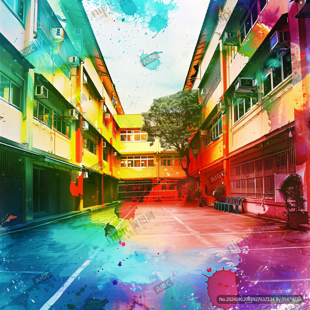 唯美校园插画