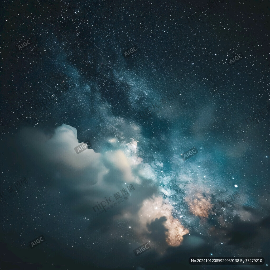夜晚云彩星星