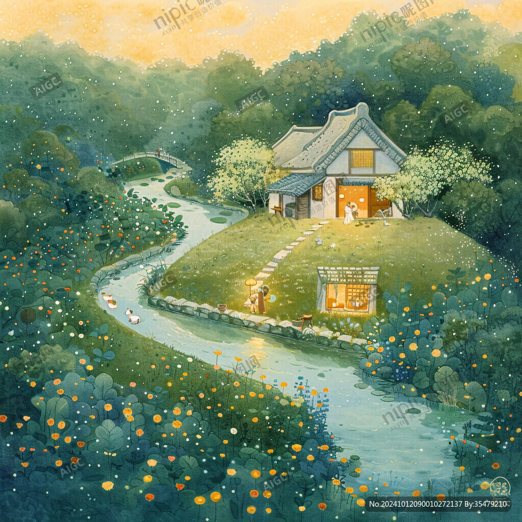 梦幻夜景插画