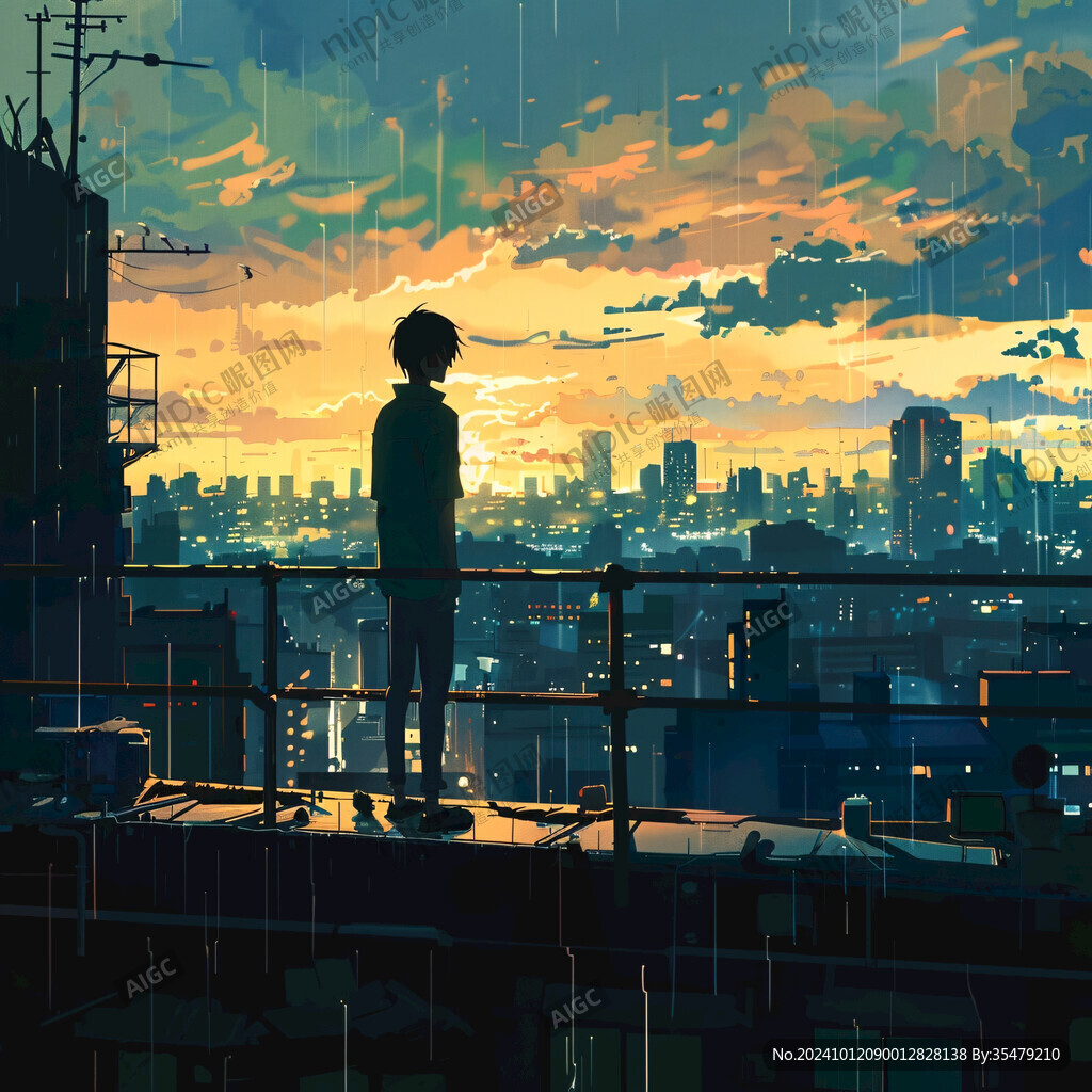 插画城市夕阳