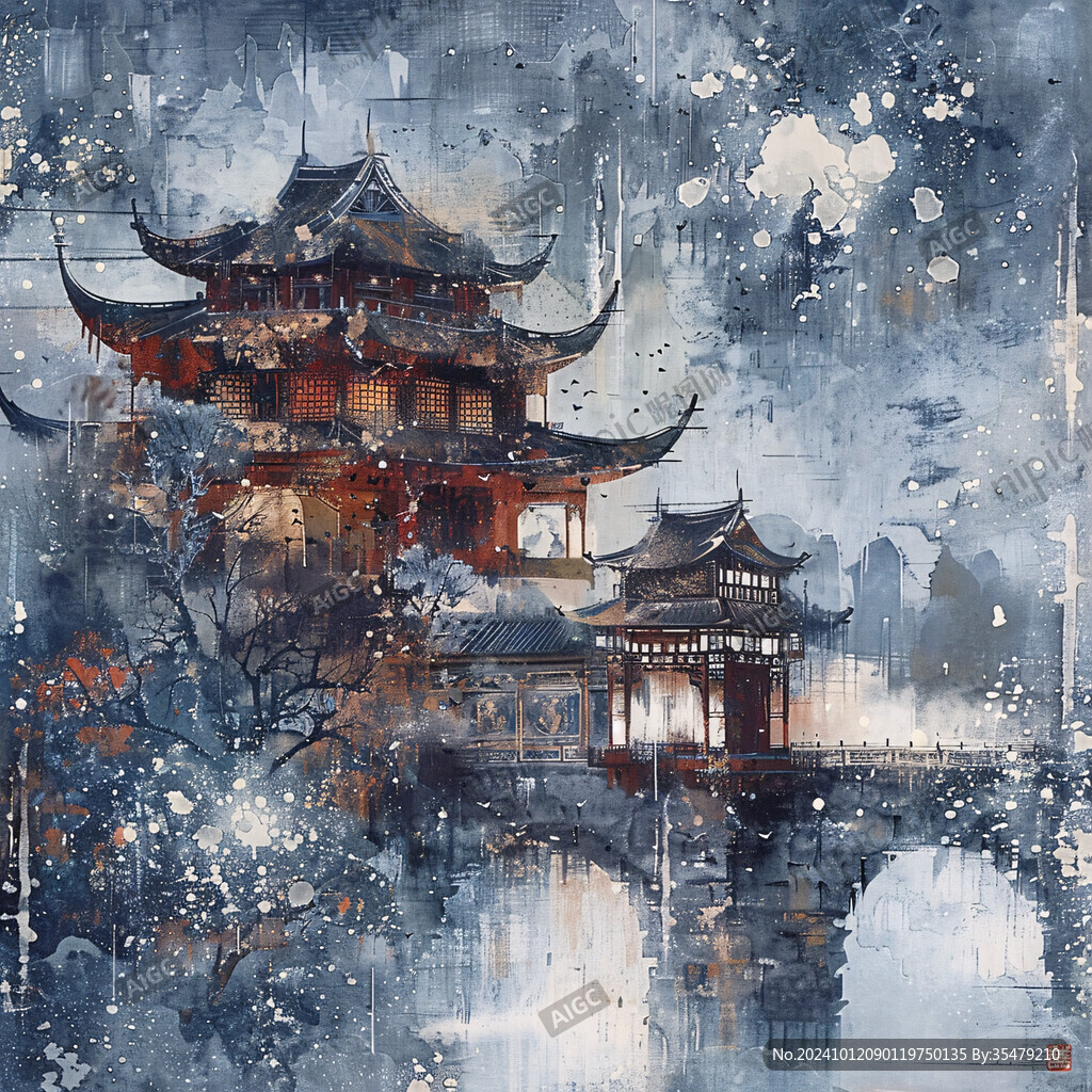 烟雨楼插画