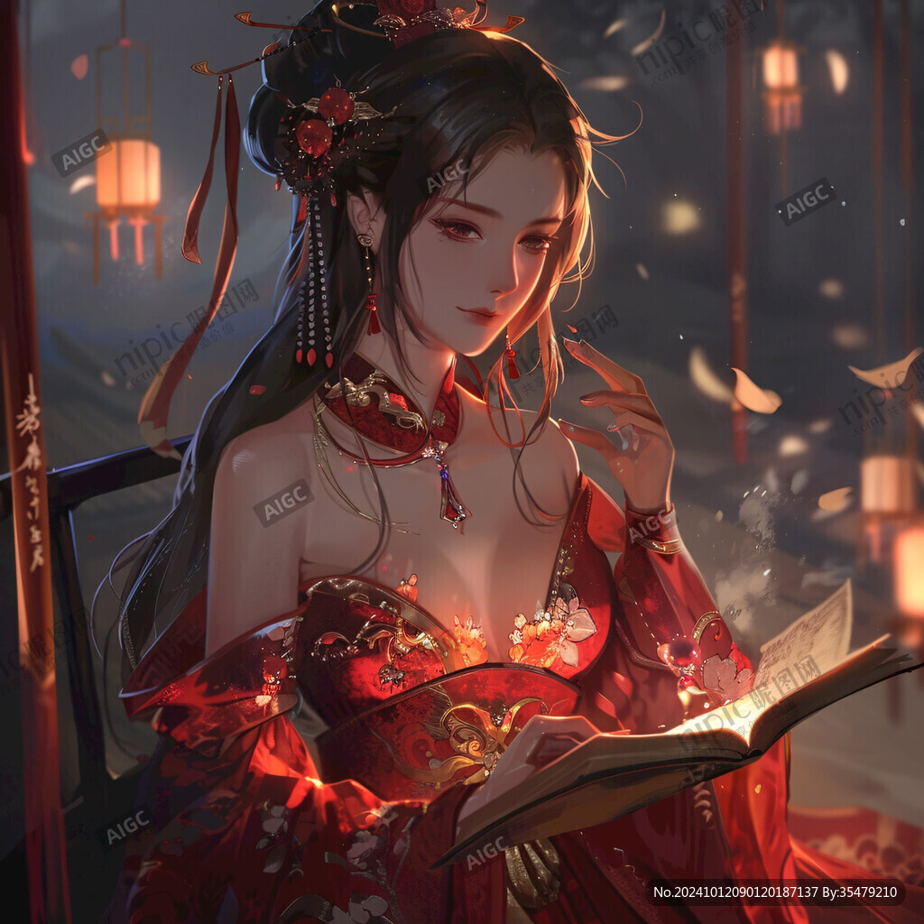 红衣少女设计古风