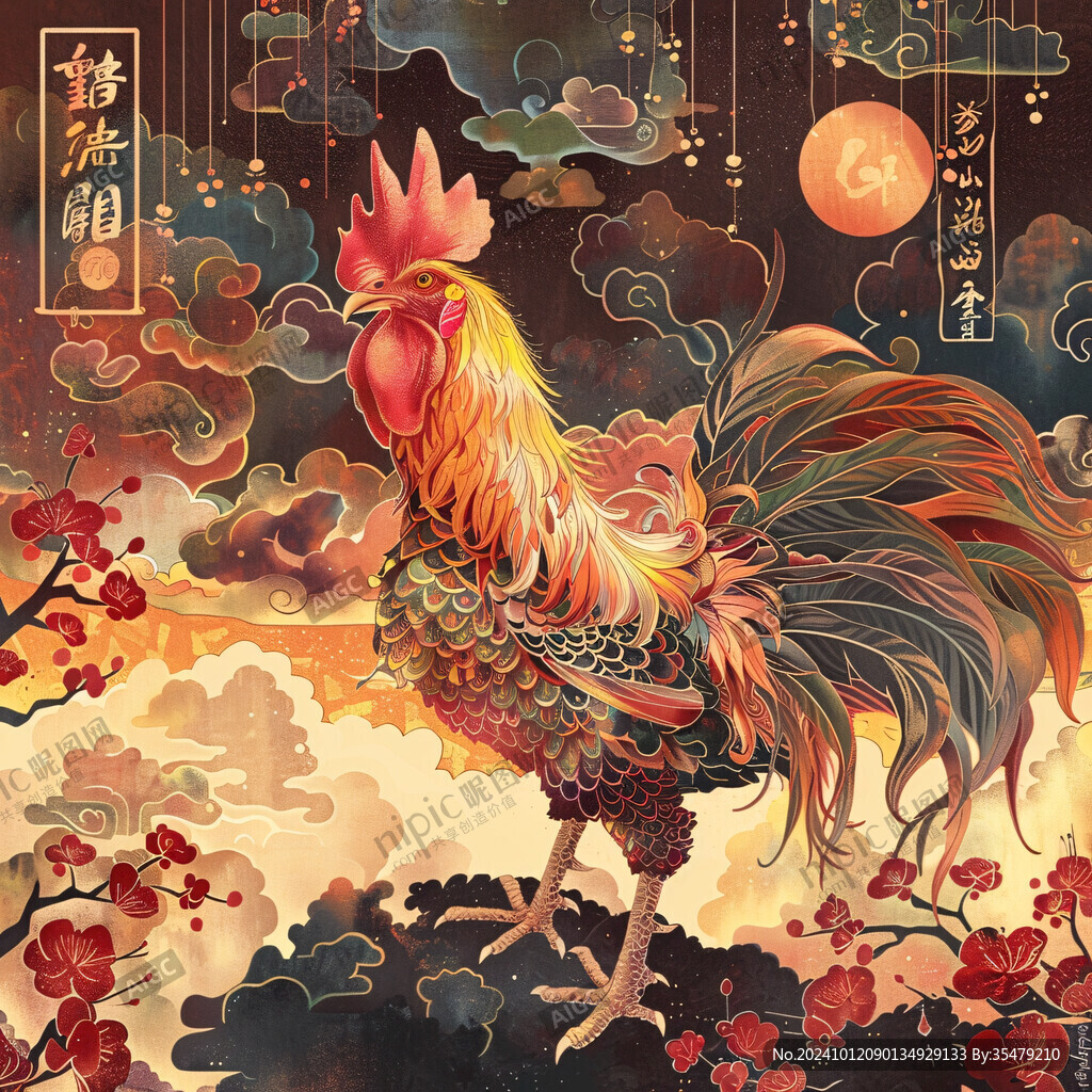 国潮鸡插画