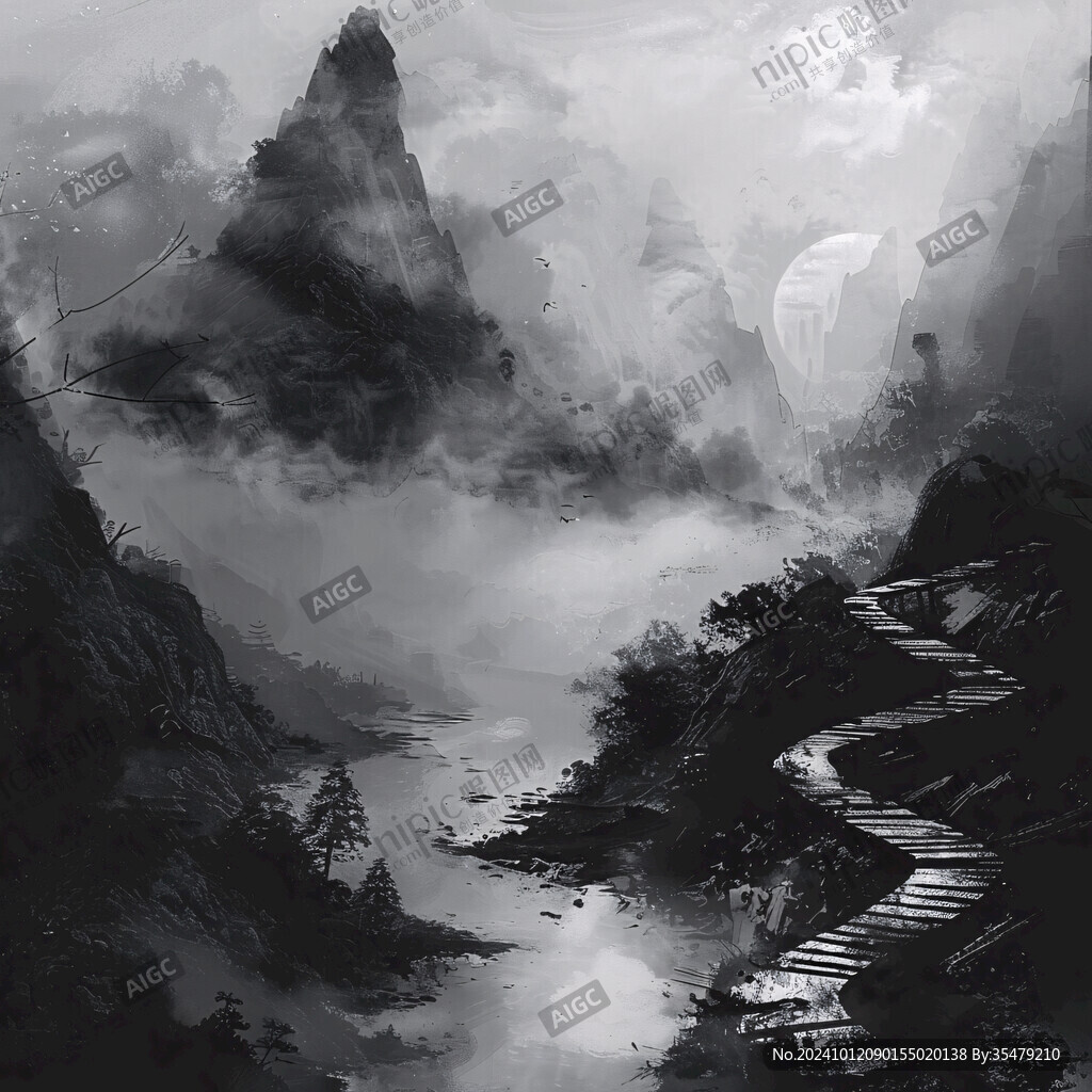 高山流云插画