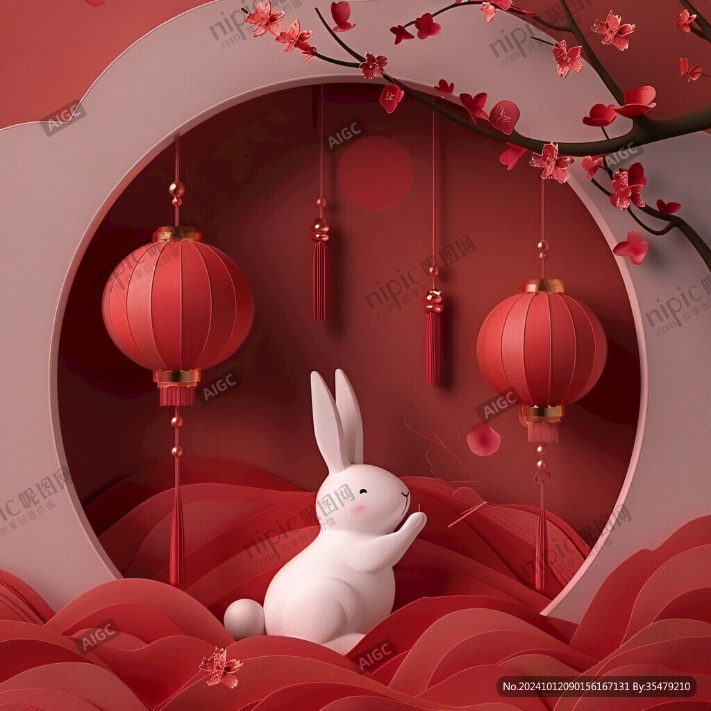 红色新年兔年背景