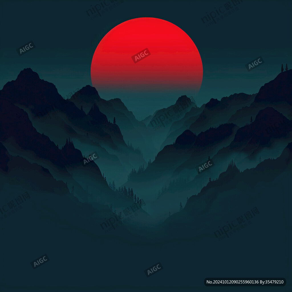 观山赏月红日东方元素