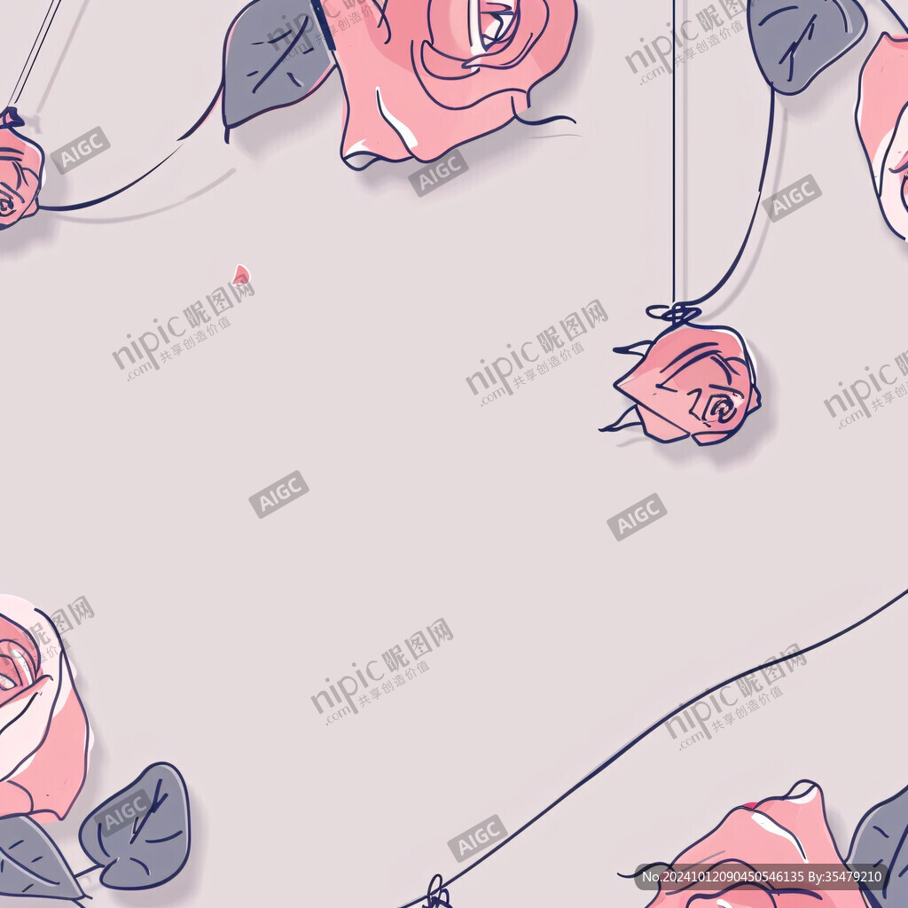 玫瑰花线条图案
