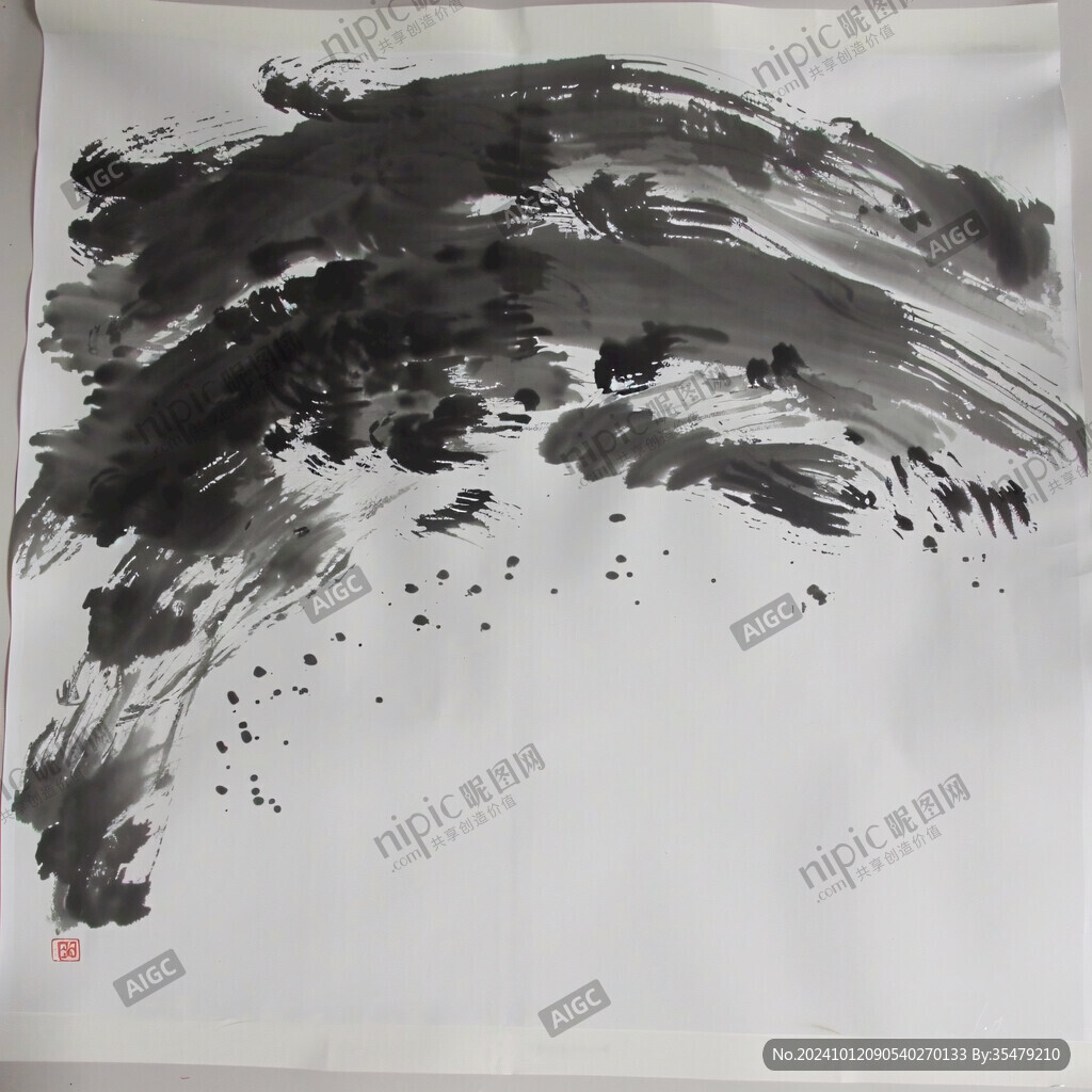 国画小品水墨小麦