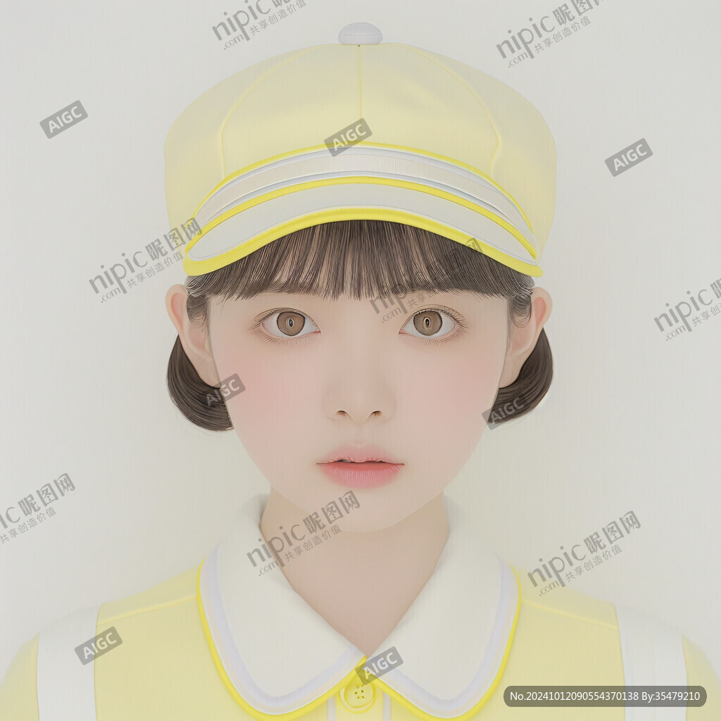 戴帽子黄色鸭舌帽