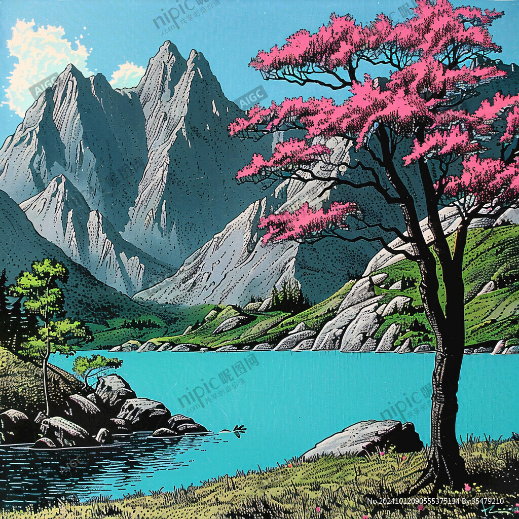 自然景观山水树