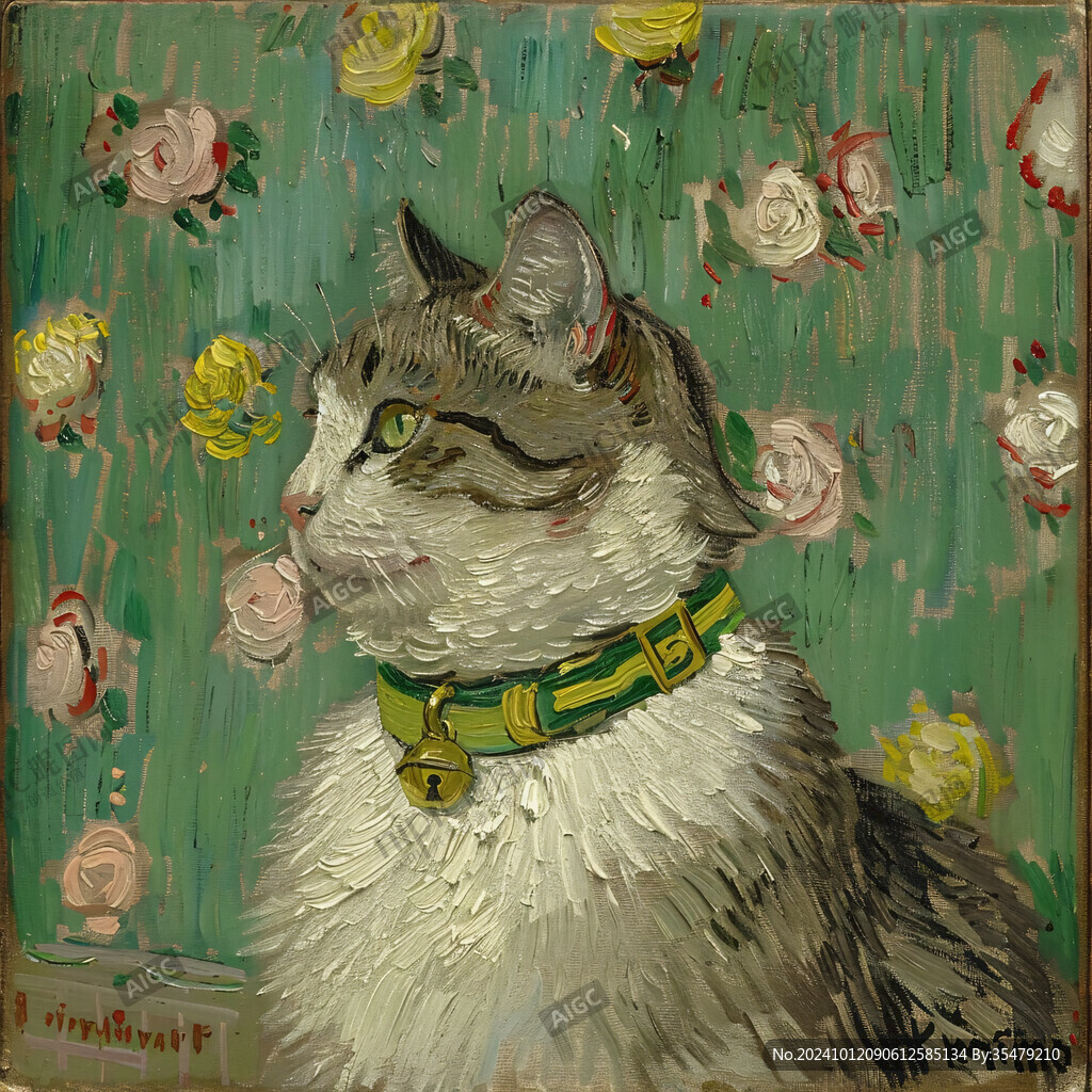 油画大花猫