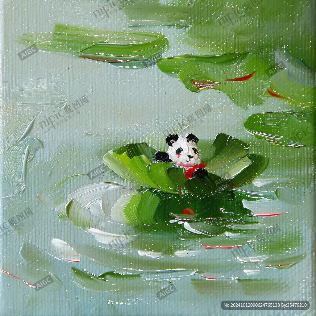 熊猫竹笋插画