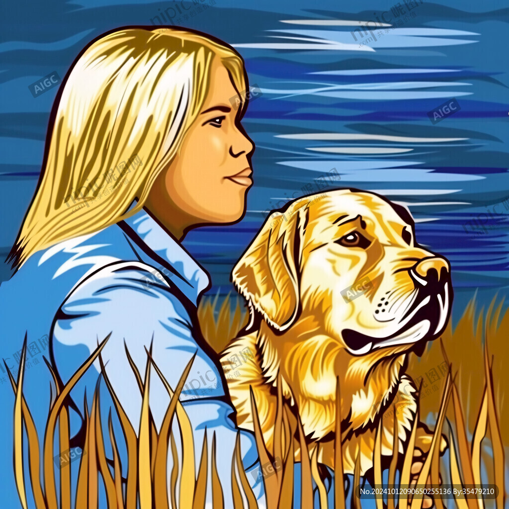 金毛犬插画