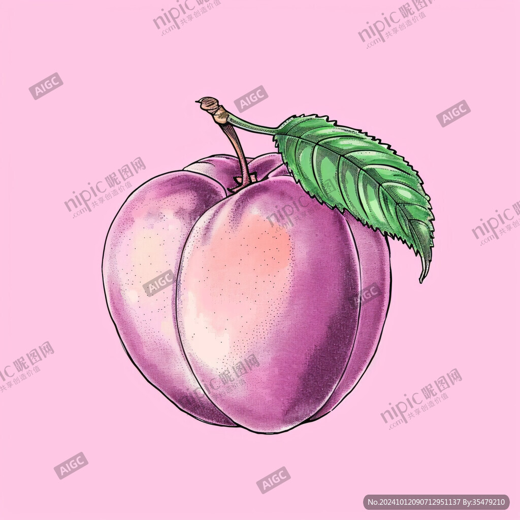李子水果插画