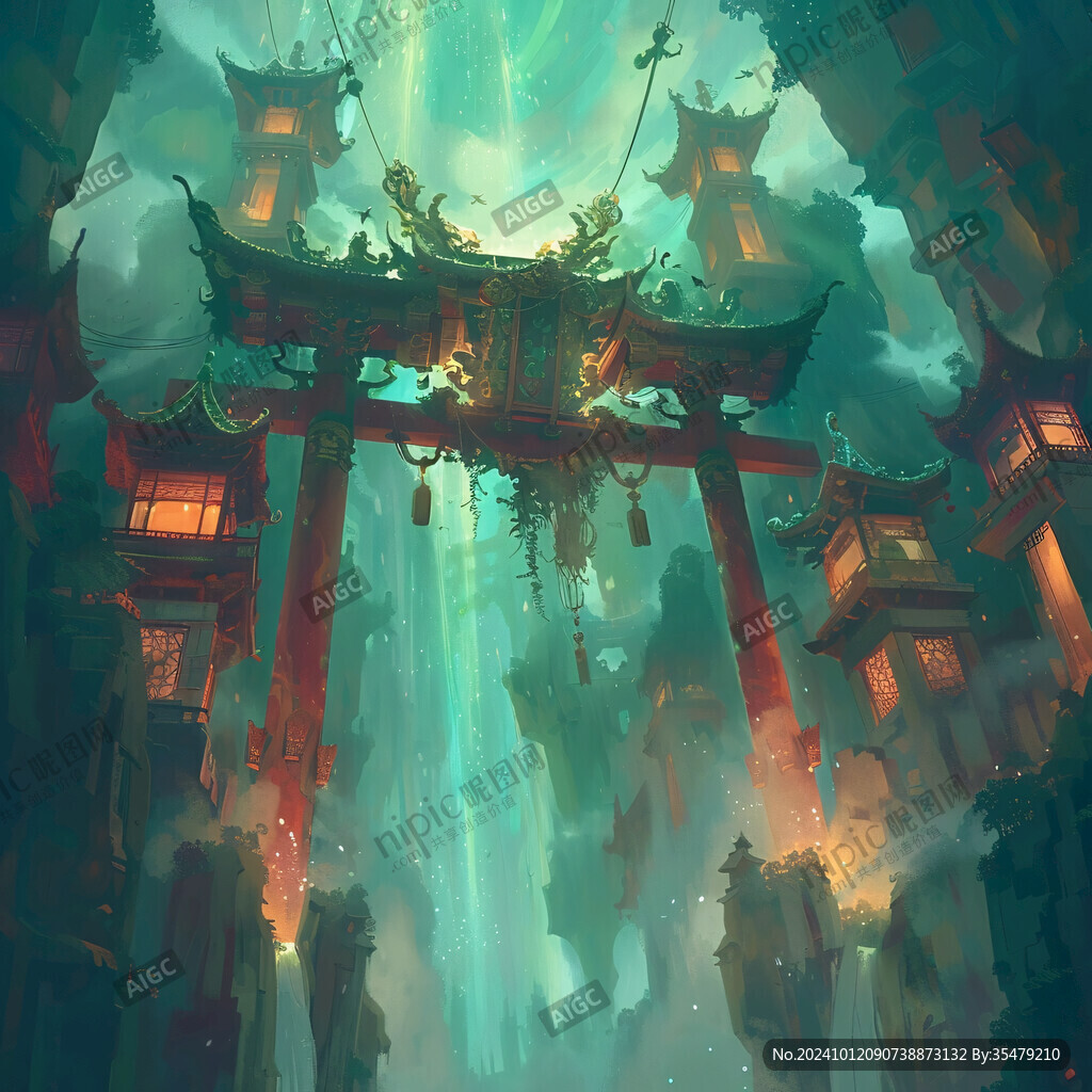 宫殿楼阁仙境仙人大殿