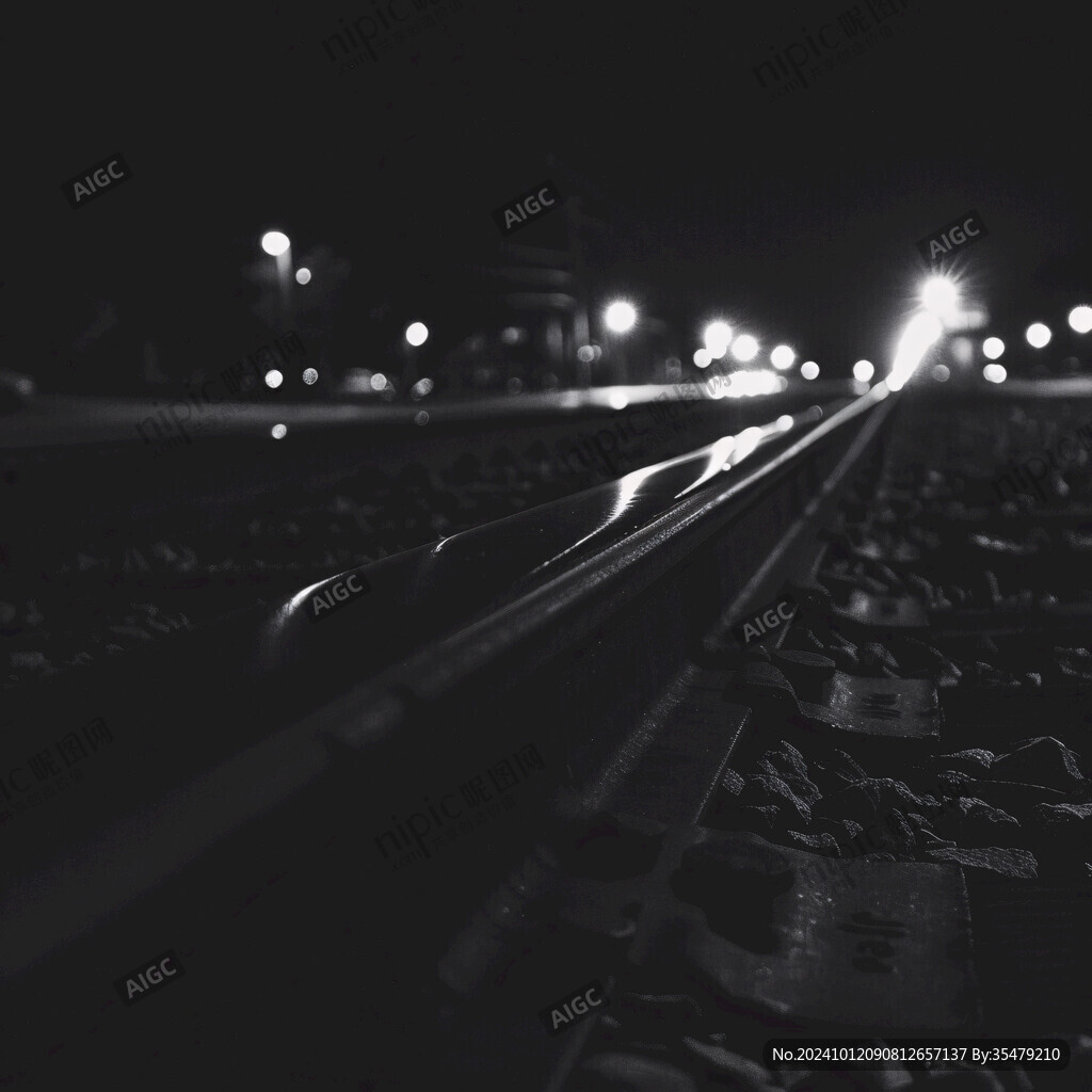 铁路轨道夜景图