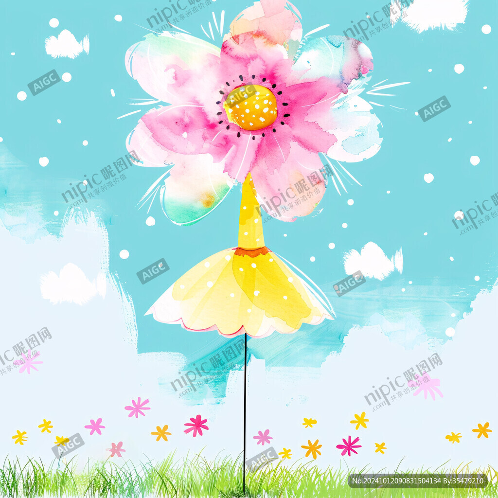 膨胀花朵雨伞效果
