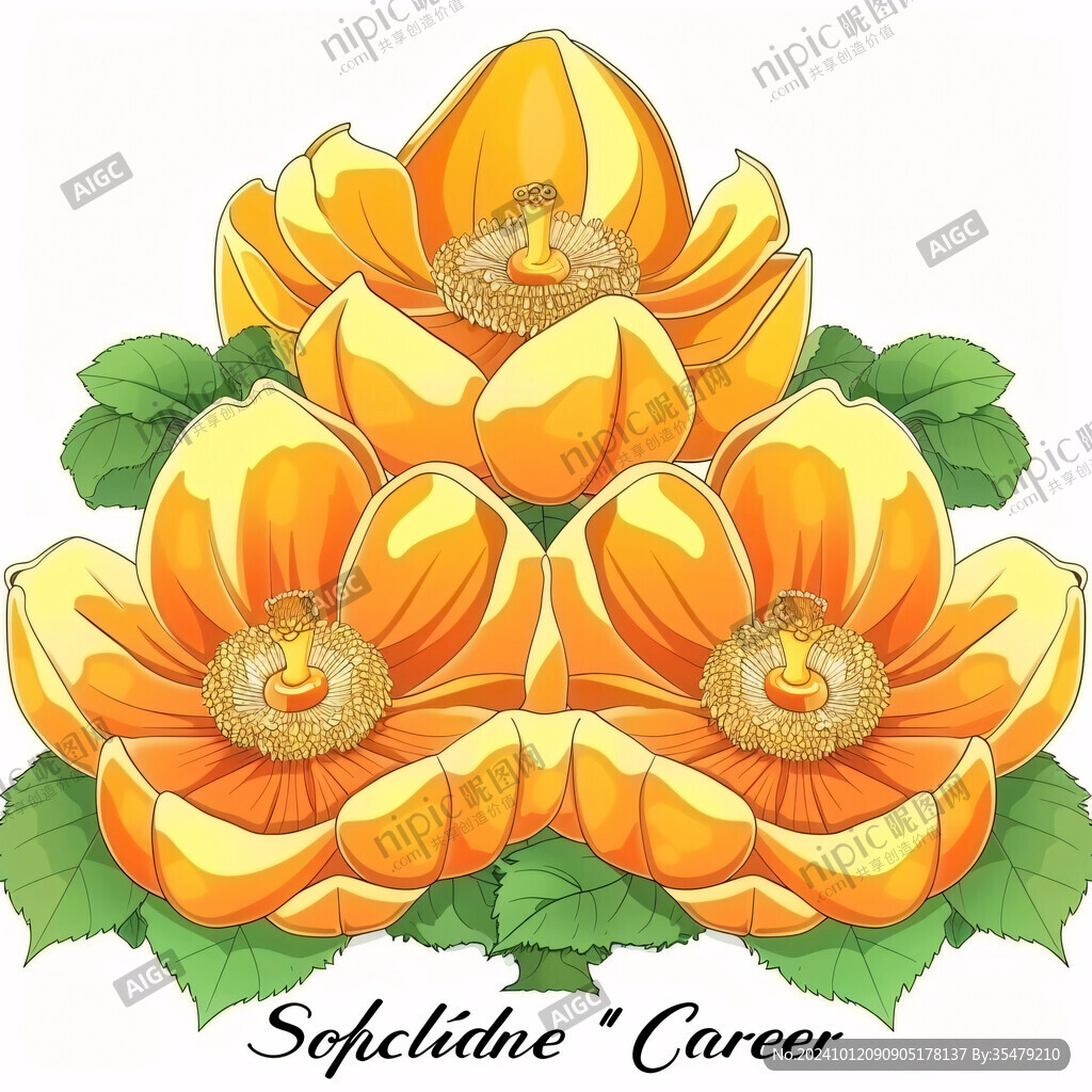 手绘金莲花