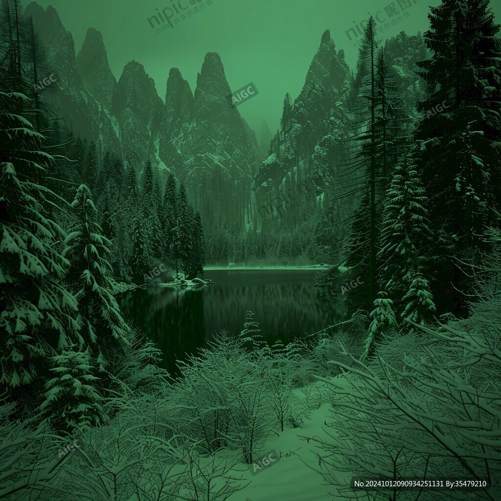 湖畔湖泊梦幻森林