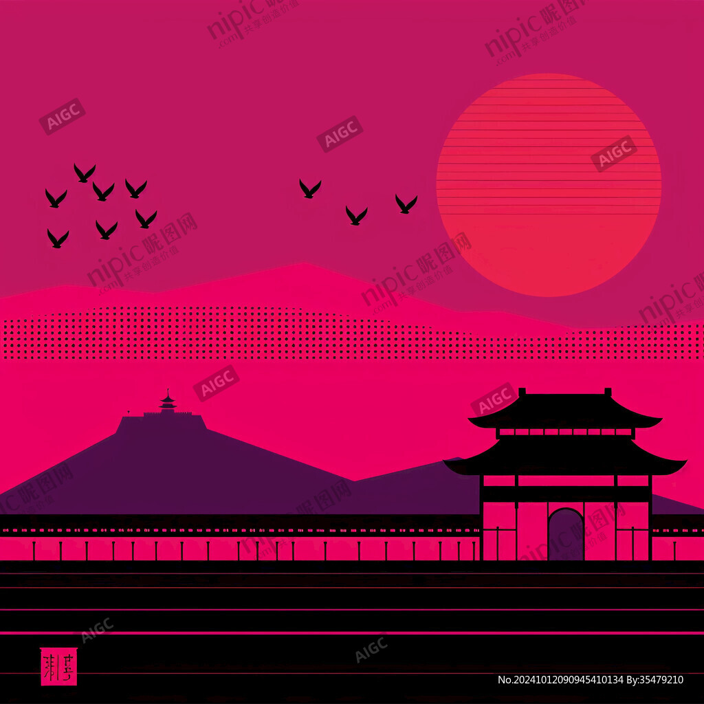 中国海报中国地标剪影