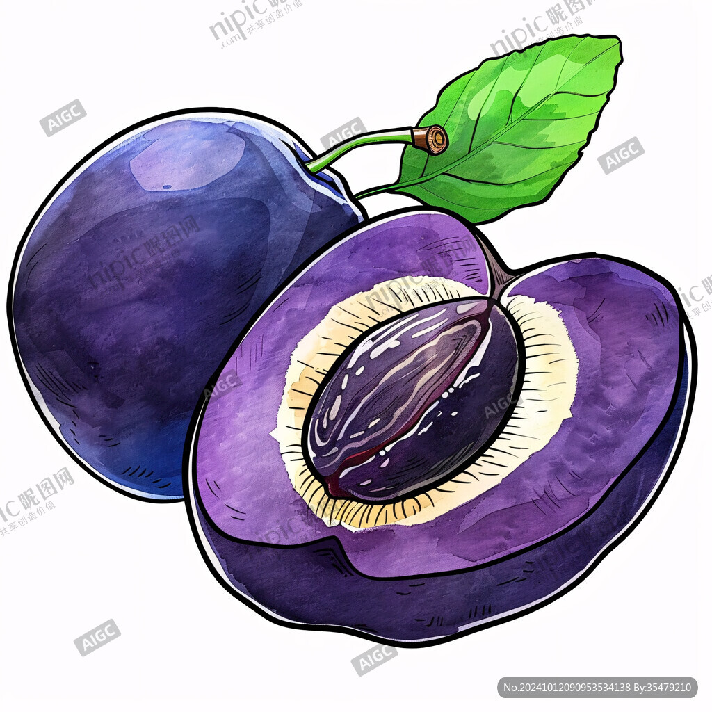 手绘西梅插画