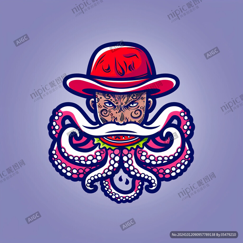 帽子章鱼logo