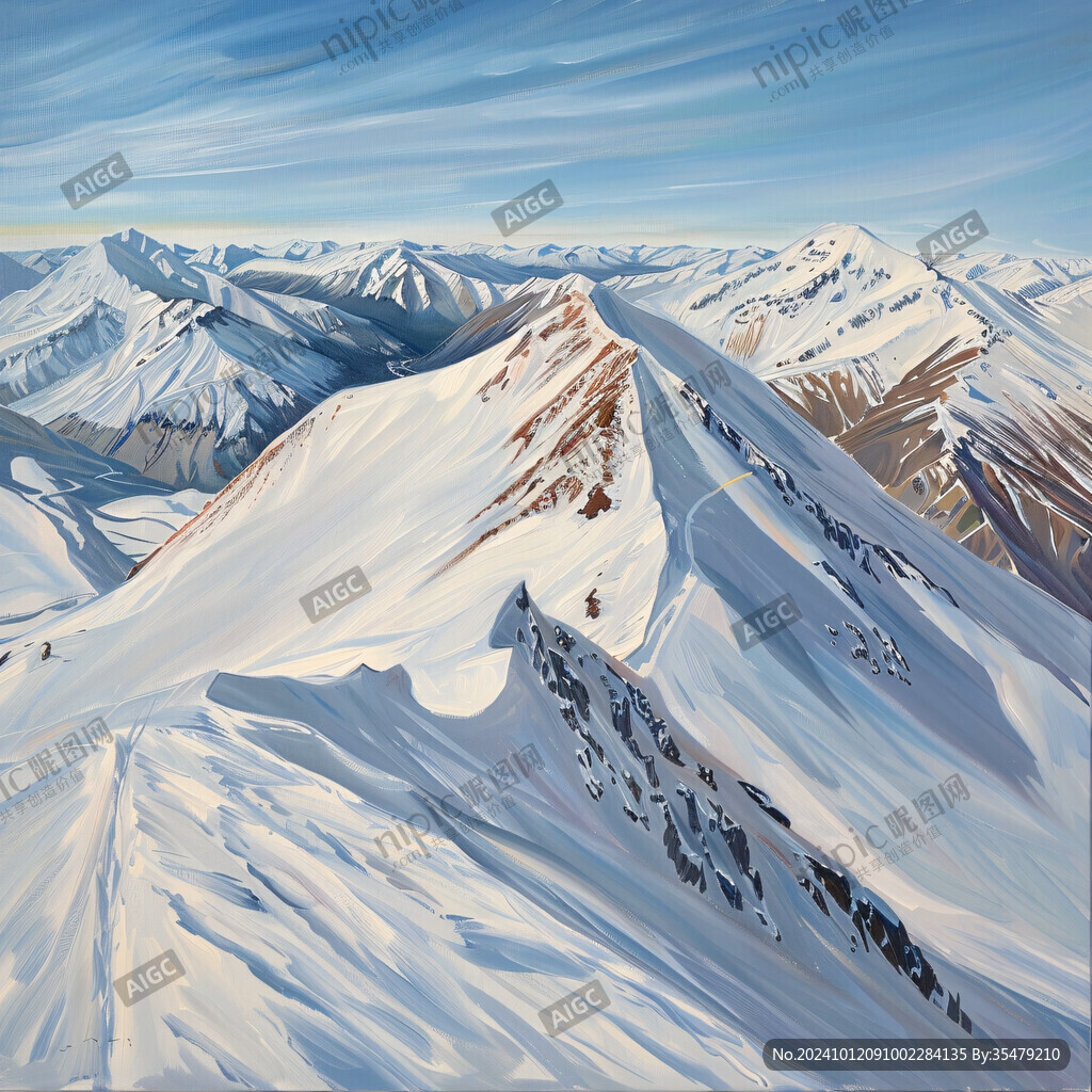 雪山美术绘画